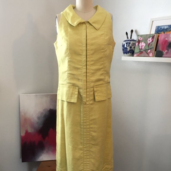 Vintage Jean Patou Dress, Mod Linen Shift Dress 1960s - Picture 1 of 14